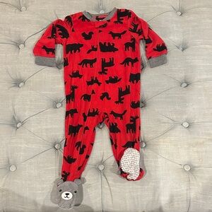 Carter's Red and Black Animal Print Footie